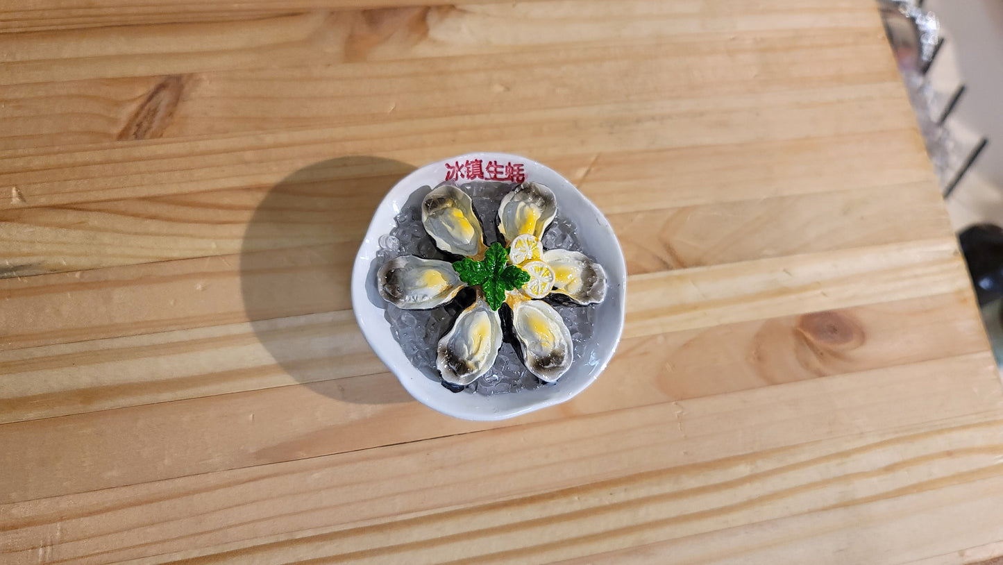Oyster magnet close-up showing detailed shell texture and authentic seafood design