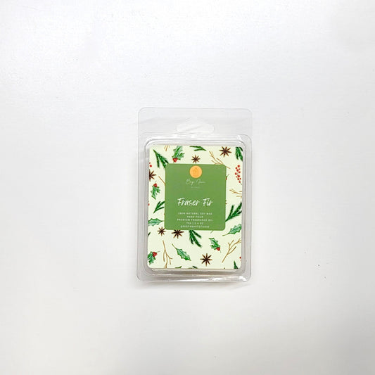 Fraser fir wax melt close-up showing green color and authentic Christmas tree fragrance