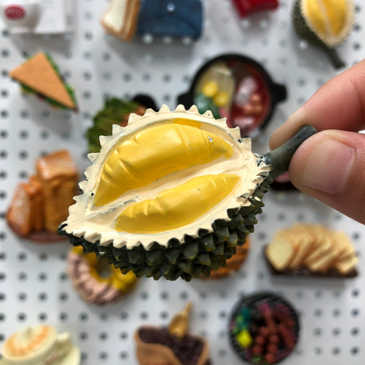 Durian magnet close-up showing detailed thorny texture and authentic tropical fruit design