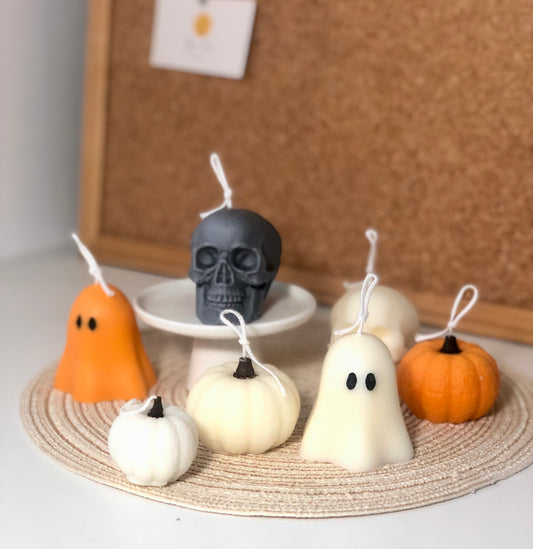 Skull candle close-up showing intricate bone structure and detailed craftsmanship