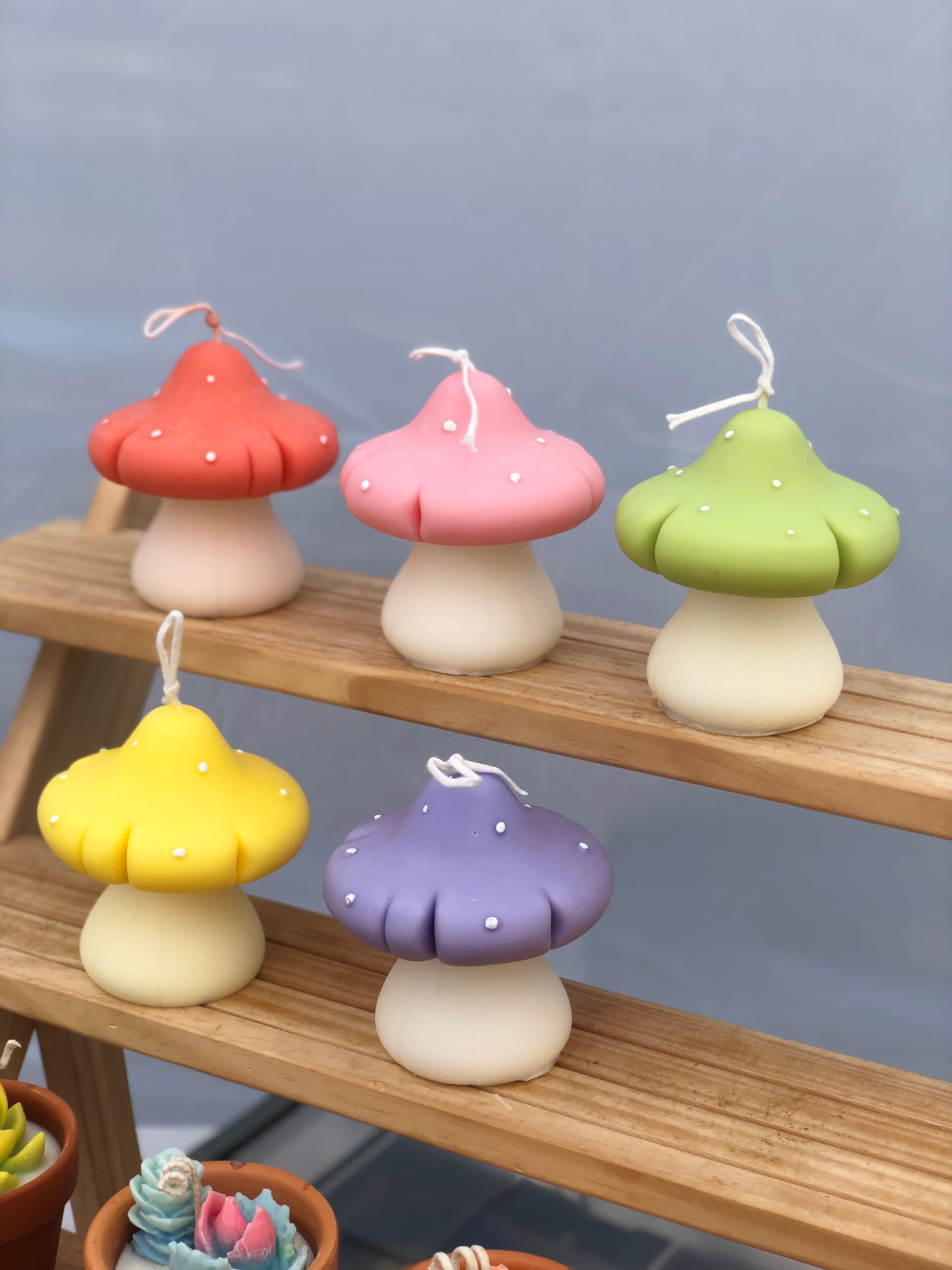 Novelty Mushroom Candles - Set of 3 - Colors will Vary – Farmacy Revolution