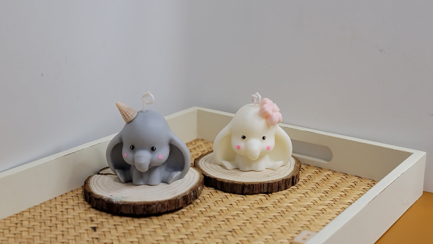 Handcrafted little elephant candle, nursery decor soy wax sculpture for animal lovers