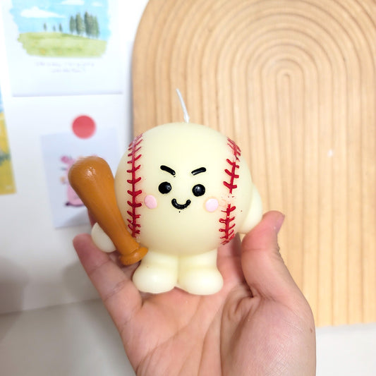 Baseball buddy candle close-up showing detailed sports design and craftsmanship