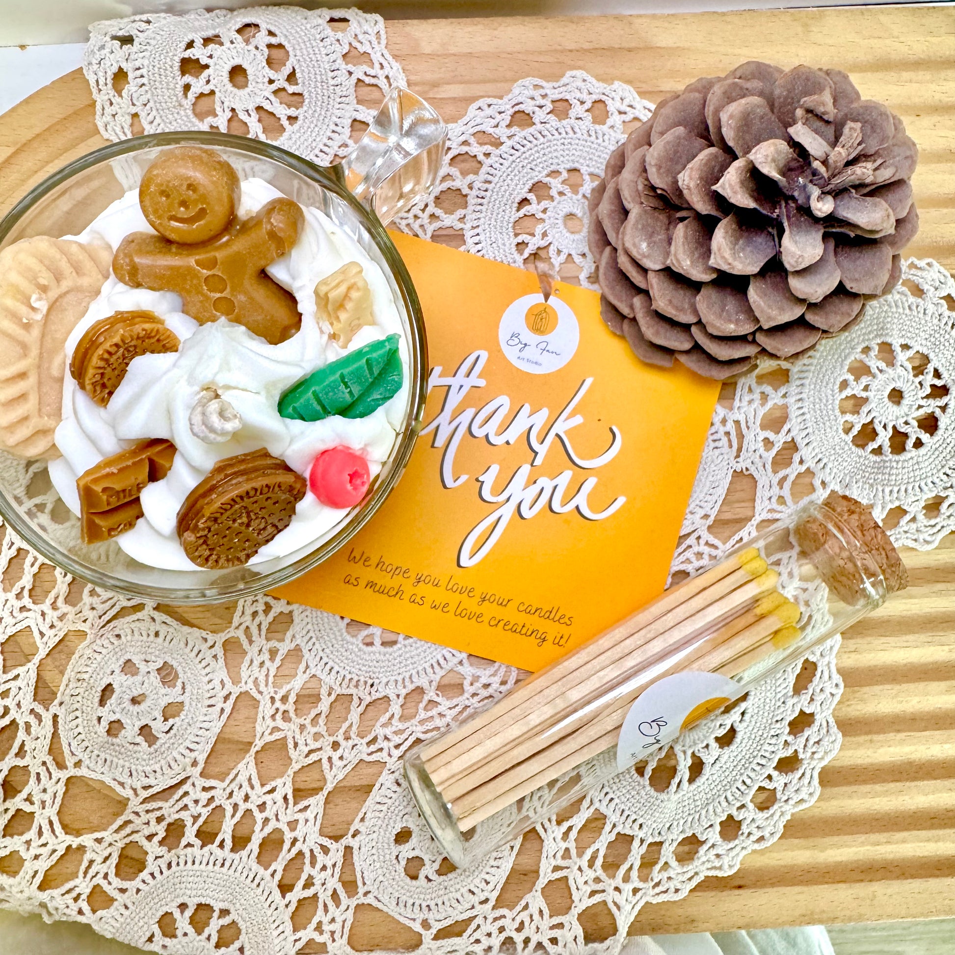 Chocolate marshmallow candle detail view, handcrafted soy wax blend